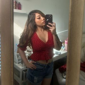 Super cute dotted red top